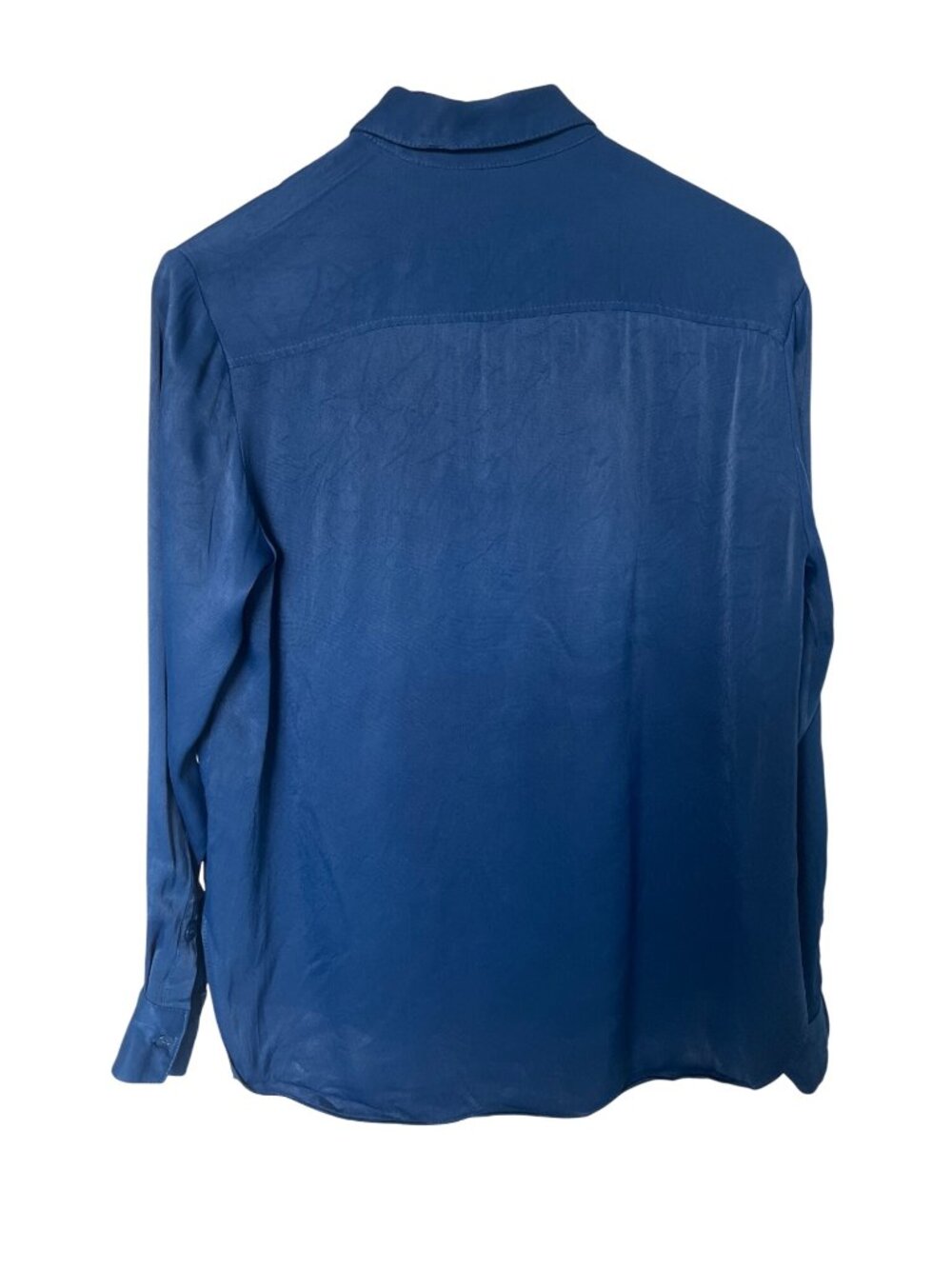 Zara Blue Button-Up Collared Long-Sleeve Shirt - Picture 4 of 5